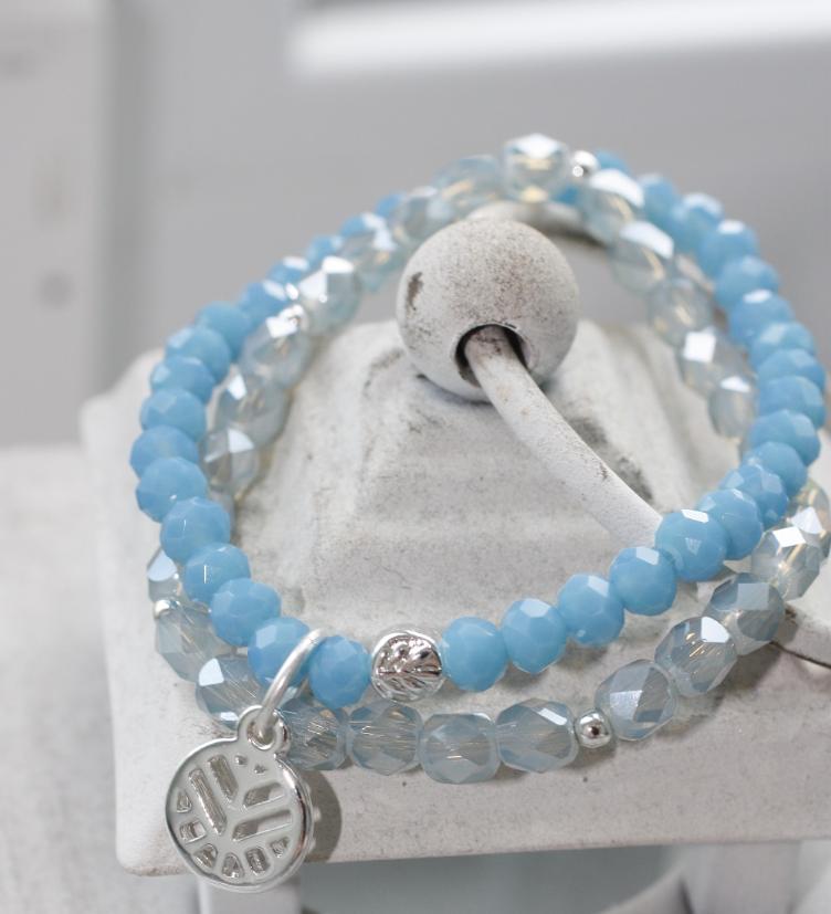 Lizas Modeschmuck Elastikarmband in blau/silber aus Messing