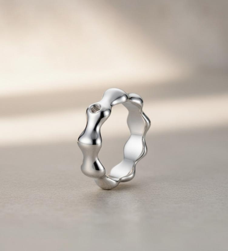 Qudo Basisring Organico Edelstahl gelb und silber