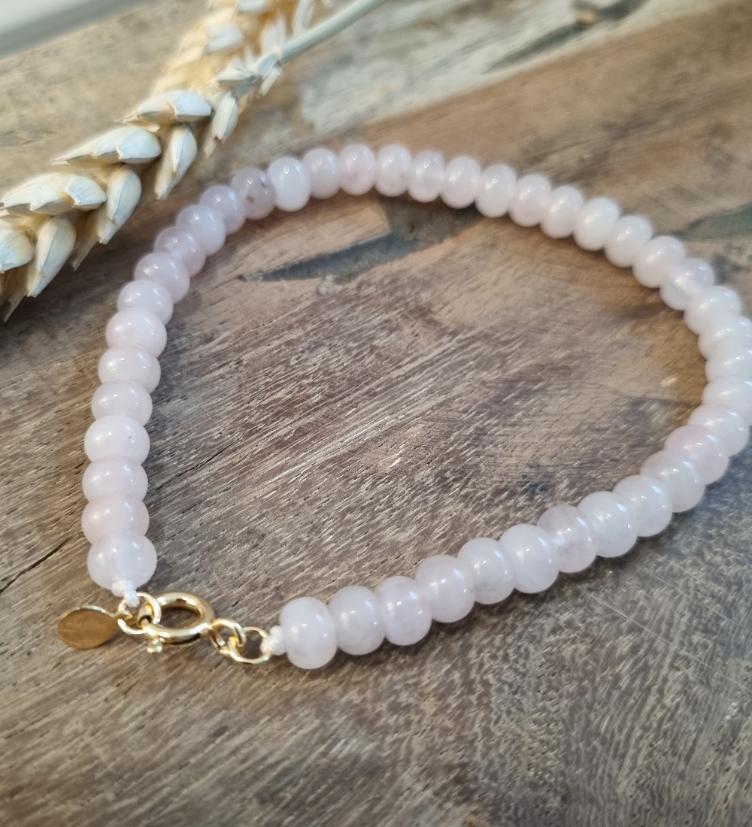 esha jewel rosenquarz Steinarmband, Silber 925 gelb vergoldet