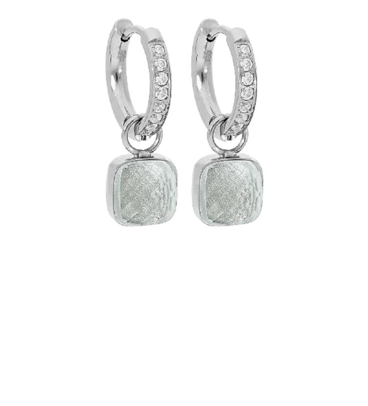 Firenze Creole Deluxe Edelstahl gelb, silber und rosé_white topaz