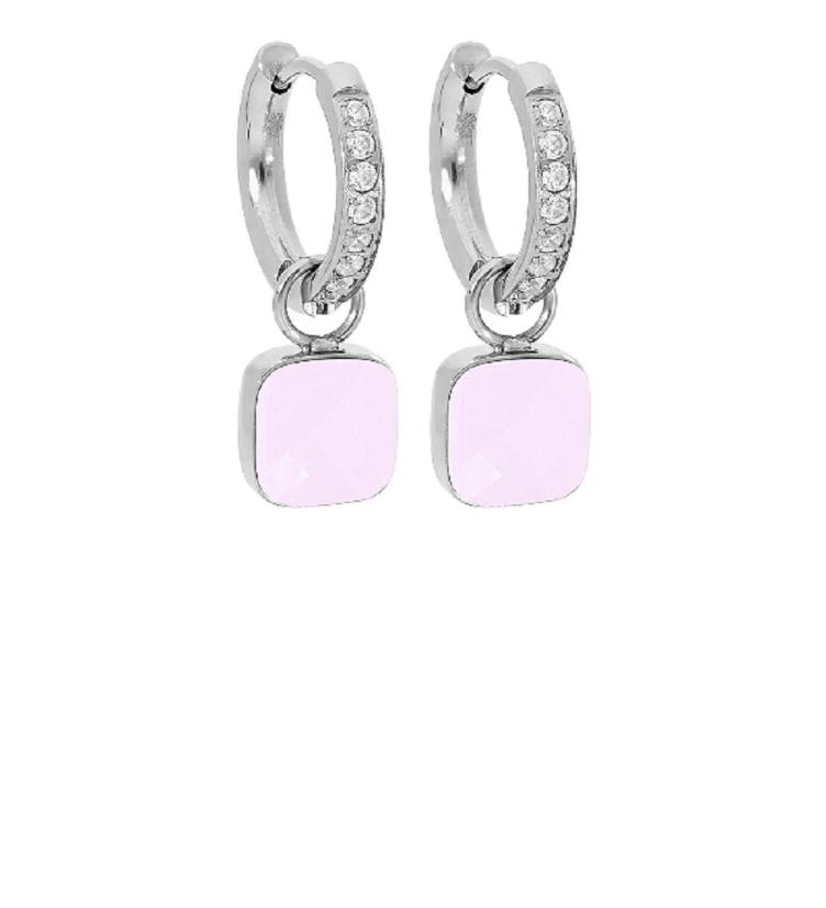 Firenze Creole Deluxe Edelstahl gelb, silber und rosé_rose quartz opal