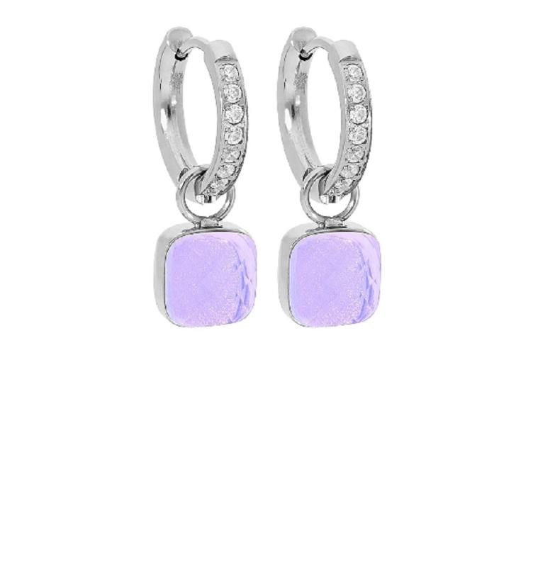 Firenze Creole Deluxe Edelstahl gelb, silber und rosé_violet opal