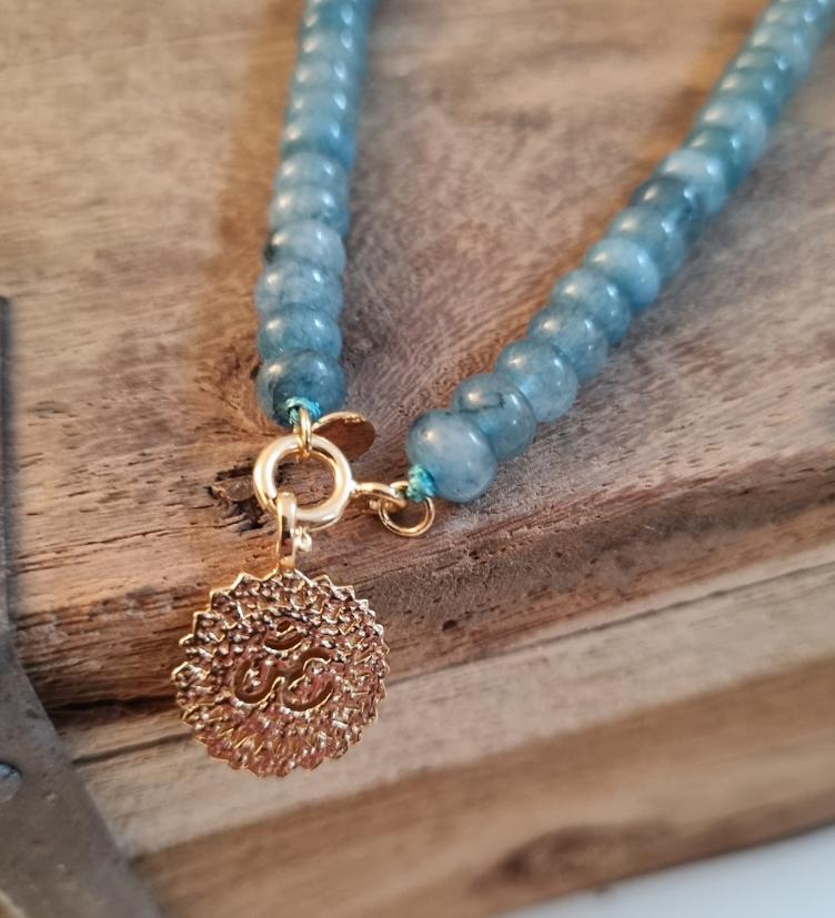 esha jewel Achat Steinhalskette gelb vergoldet mit Charm