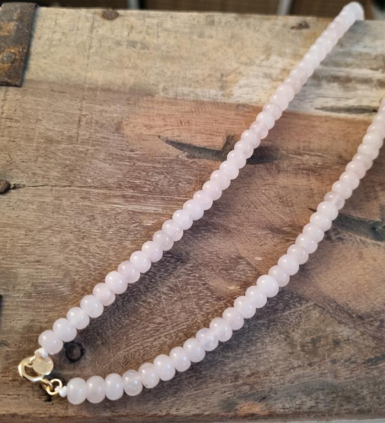 esha jewel Rosenquarz Steinkette für diverse Charms, gelb vergoldet und rhodiniert