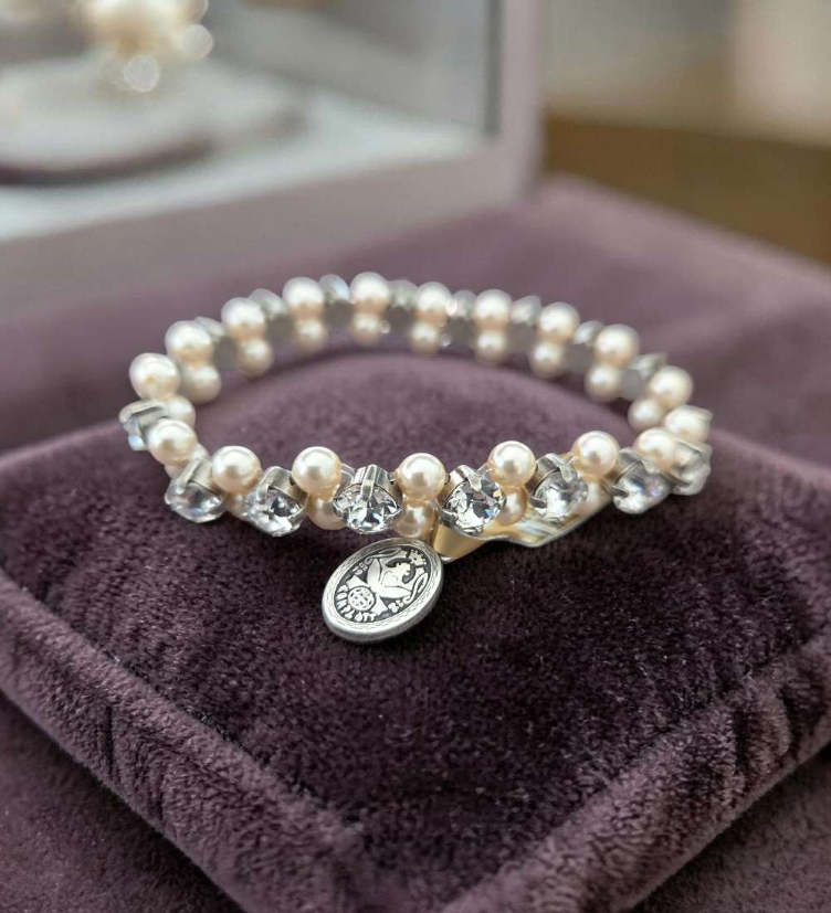 Konplott Elastikarmband Perle messing