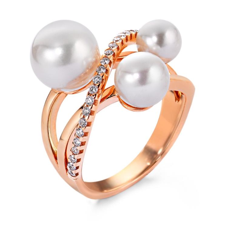 esha jewel Fingerring 750/18 K Rotgold Diamant