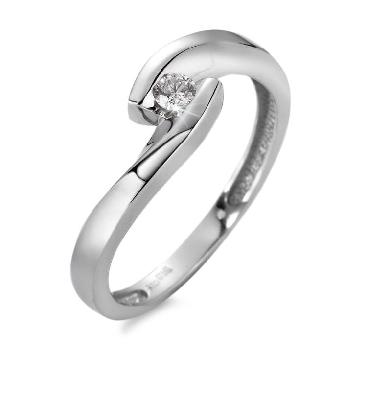 esha jewel Solitär Ring 750/18 K Weissgold Diamant