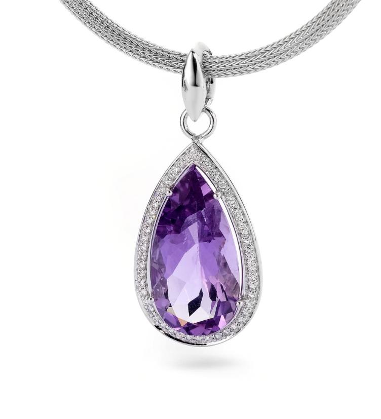 esha jewel Anhänger 750/18 K Weissgold Amethyst