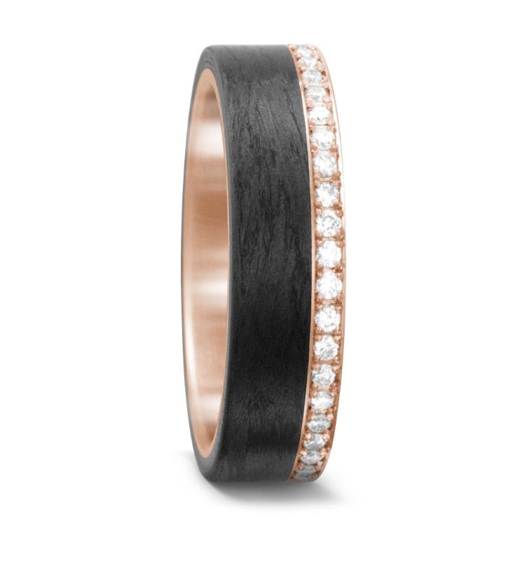 esha jewel Fingerring 750/18 K Rotgold Carbon Diamant