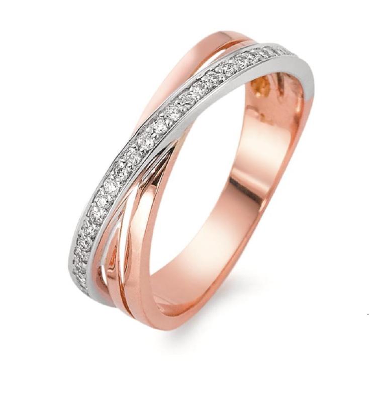 esha jewel Fingerring 750/18 K Rotgold 750/18 K Weissgold Diamant