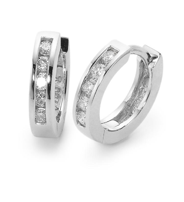 esha jewel Klappcreolen 750/18 K Weissgold Diamant