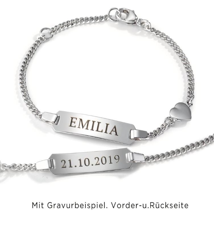 esha jewel Kinder Gravour Armband Silber 925 rhodiniert