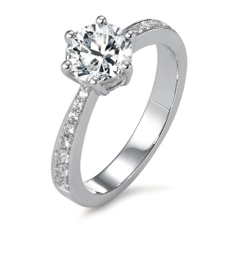 esha jewel Solitär Ring Silber Swarovski Crystal