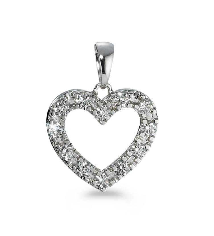 esha jewel Anhänger 750/18 K Weissgold Diamant Herz