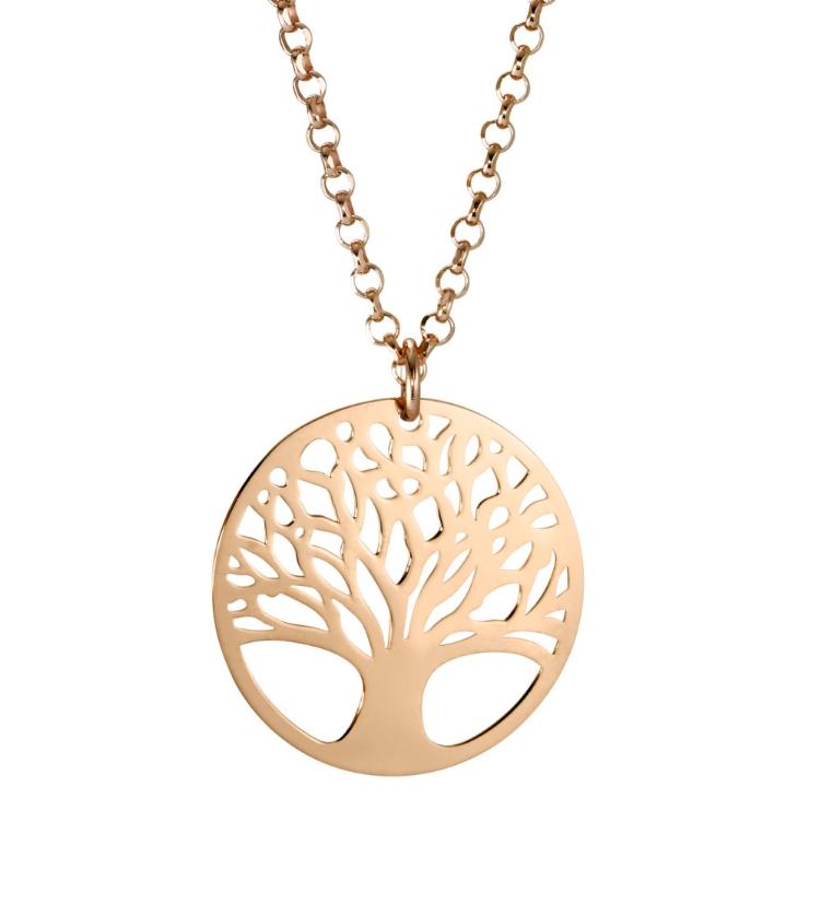 Halskette mit Anhänger Silber rosé Lebensbaum