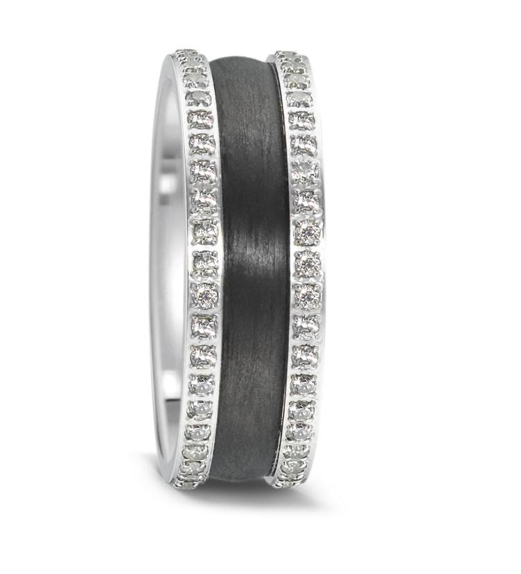 eshae jewel Fingerring Edelstahl Carbon Zirkonia