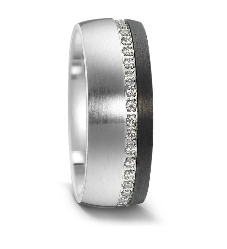 esha jewel Partnerring Edelstahl Carbon Zirkonia