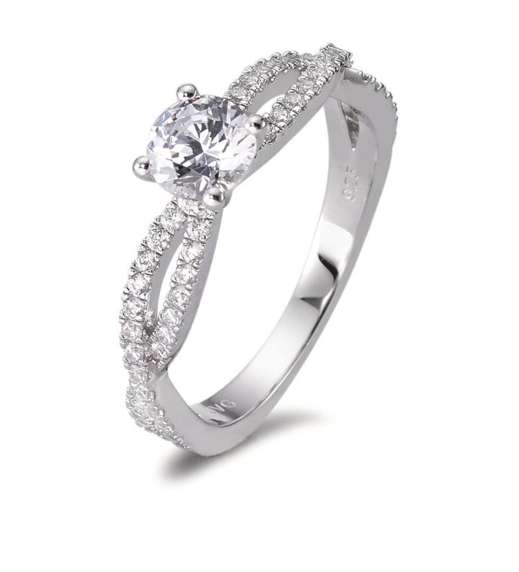 esha jewel Solitär Ring Silber Zirkonia