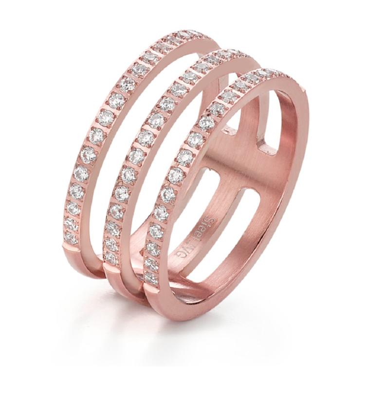 esha jewel Fingerring Edelstahl Zirkonia