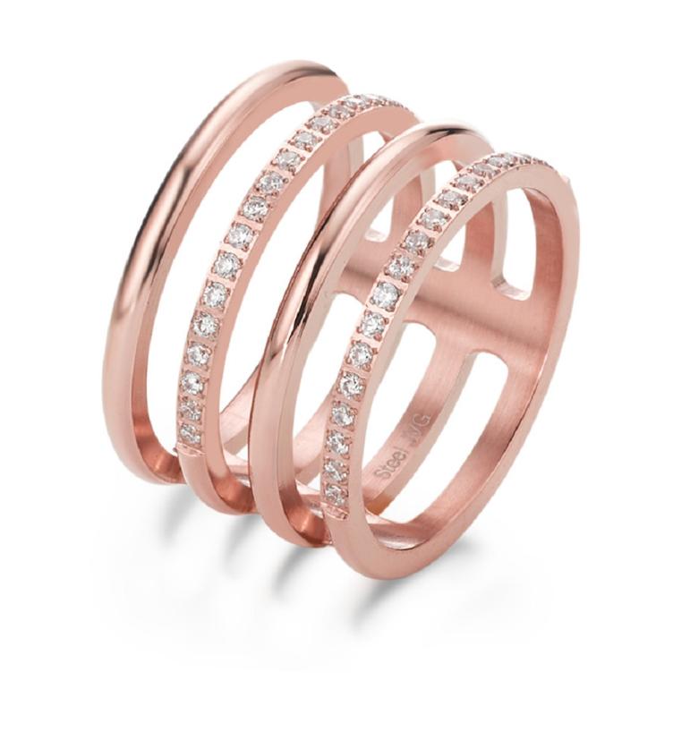 esha jewel Fingerring Edelstahl Zirkonia