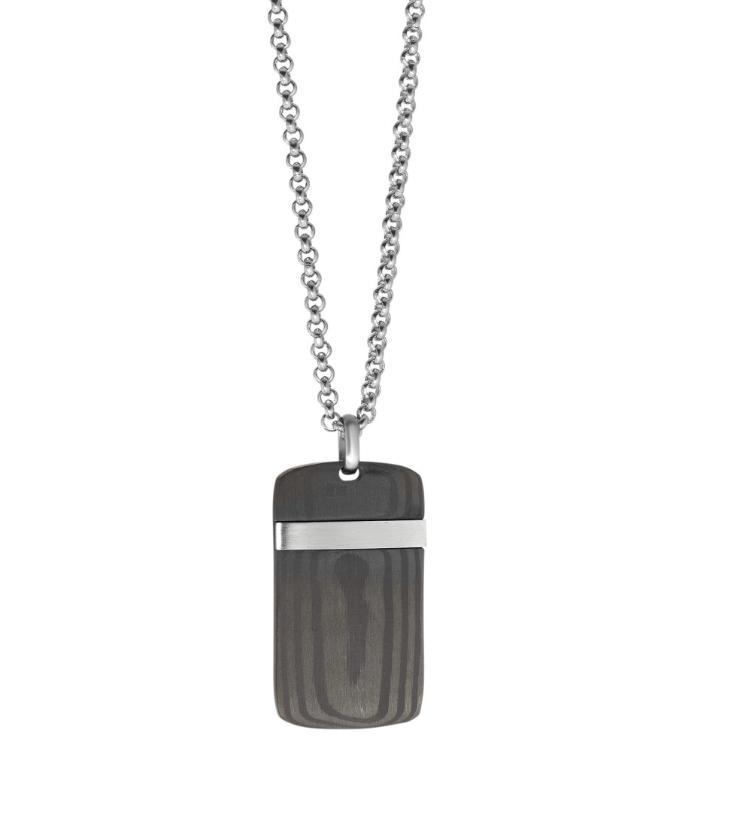 esha jewel Halskette mit Anhänger Edelstahl Carbon