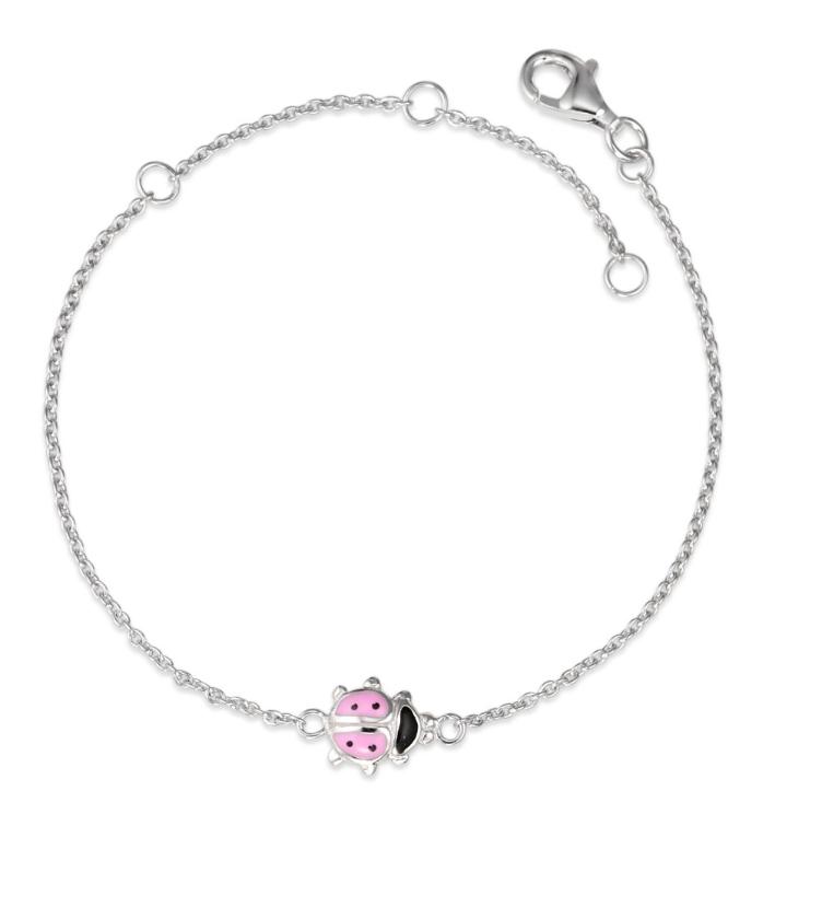 esha jewel Kinder Armband Silber Marienkäfer rosa