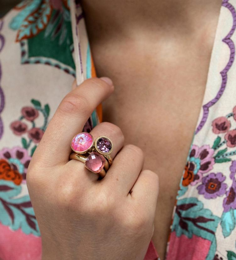 Qudo Fingerringset Sweety aus Edelstahl in den Farben silber, gelb und rosé