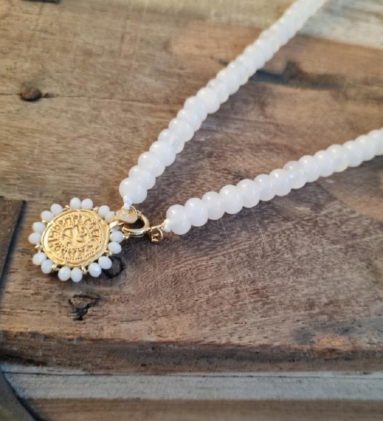 esha jewel onyx Steinhalskette gelb vergoldet mit Anhänger bergkristall