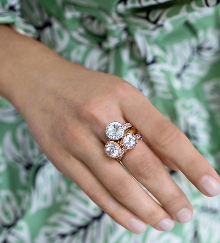 Qudo Fingerringset Diamond aus Edelstahl in den Farben silber, gelb und rosé