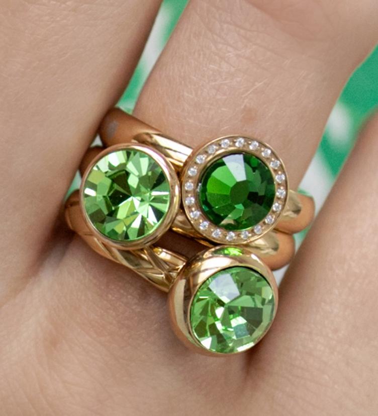 Qudo Fingerringset Greenlife aus Edelstahl in den Farben silber, gelb und rosé