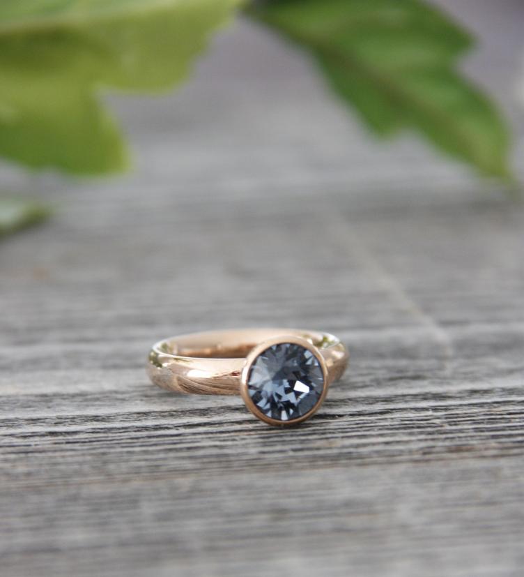Qudo Basisring small mit Aufsatz Bottone 10mm denim blue