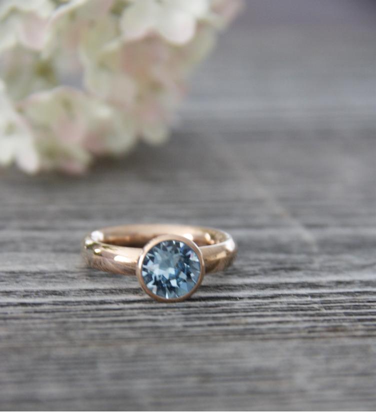 Qudo Fingerring Basis small mit Aufsatz Bottone 10mm aquamarine