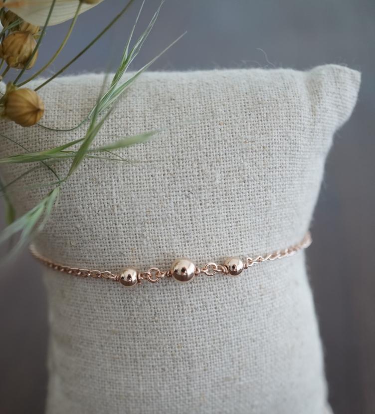 esha jewel Armband mit 3 Kugeln Silber 925 rosé vergoldet