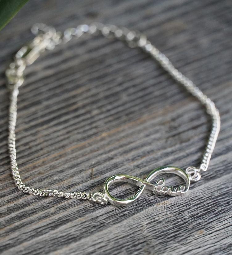 esha jewel Silber Armband eine 8 mit Love Text