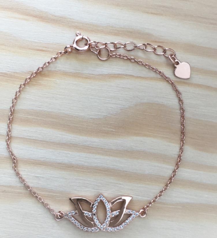 esha jewel Armband Lotusblüte mit Zirkonia Silber 925 - 1
