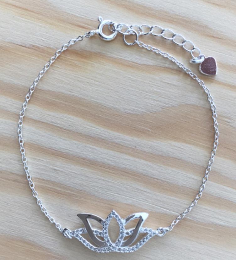esha jewel Armband Lotusblüte mit Zirkonia Silber 925