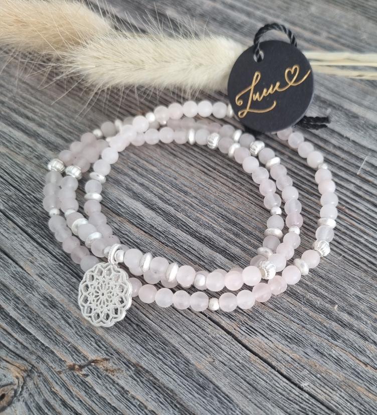 Lucie Halskette und Armband 2 in 1. Rosenquarz