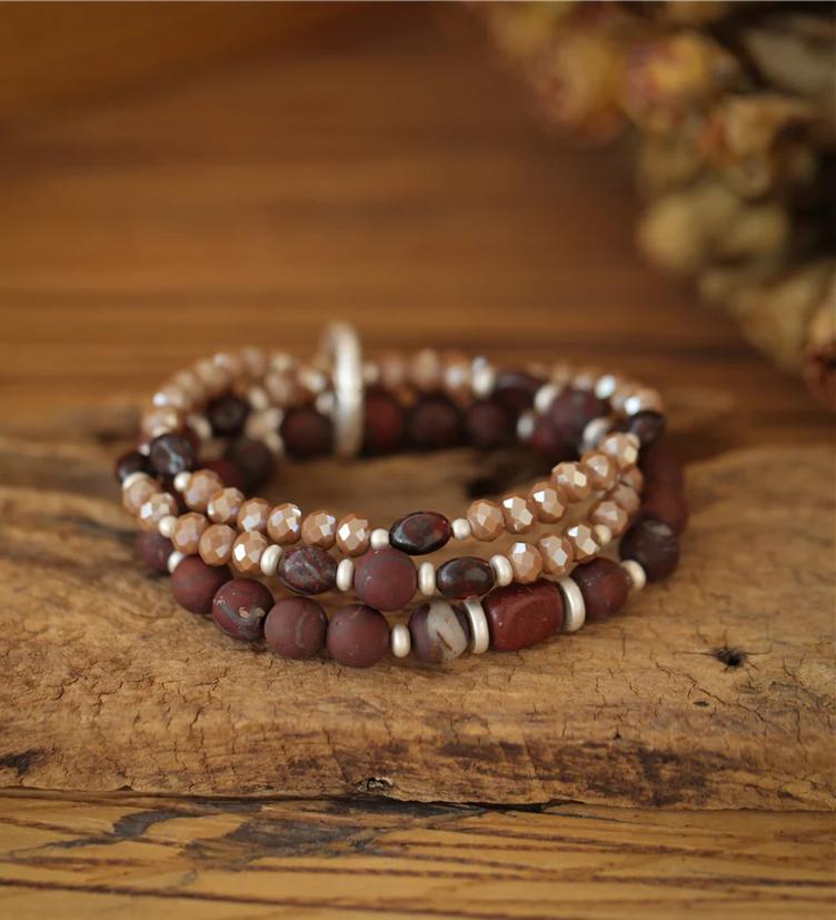 Andrani Armband mit echtem braunem Jaspis