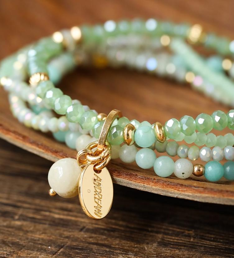 Andreani Elastikarmband grüner Achat