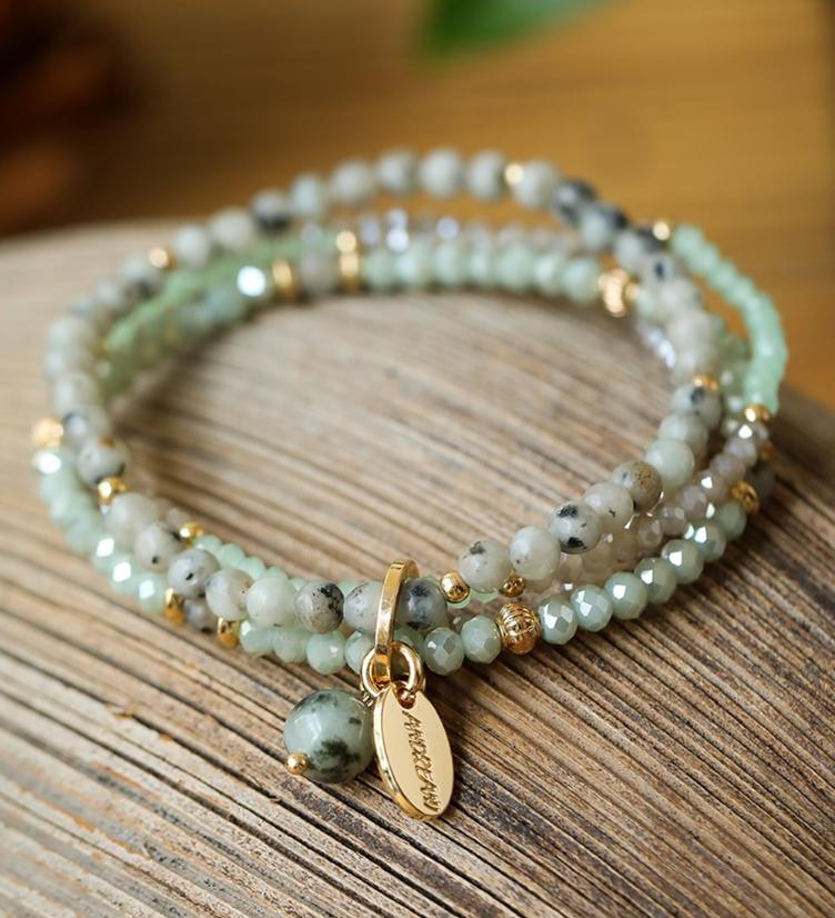 Andreani Elastikarmband grüner Achat