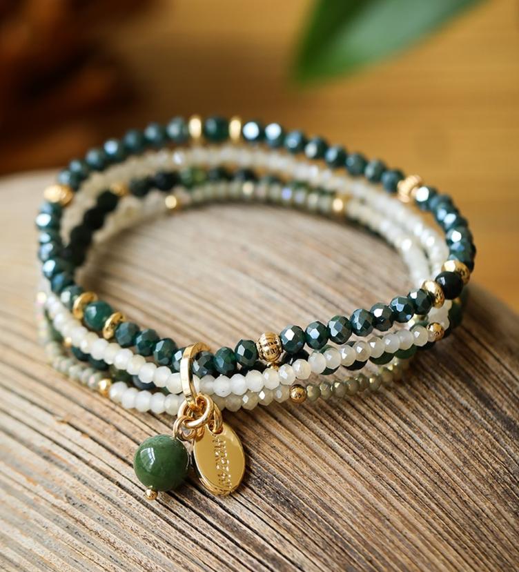 Andreani Elastikarmband grüner Achat