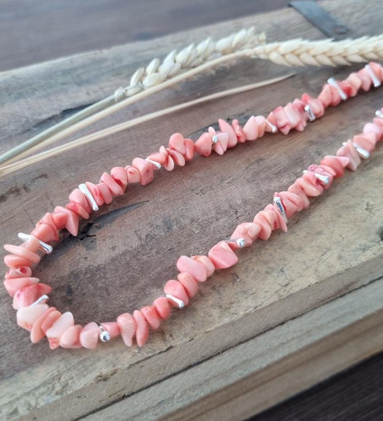 Pink Sand Halskette Brass Silber Coral