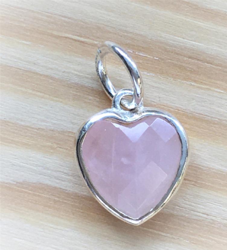 esha jewel Kettenanhänger Herz Rosenquarz Silber 925