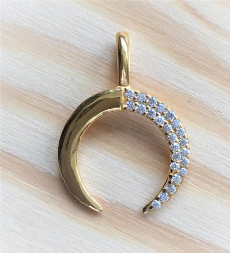 esha jewel Charm / Halskettenanhänger Mond mit Zirkonia Silber - 1