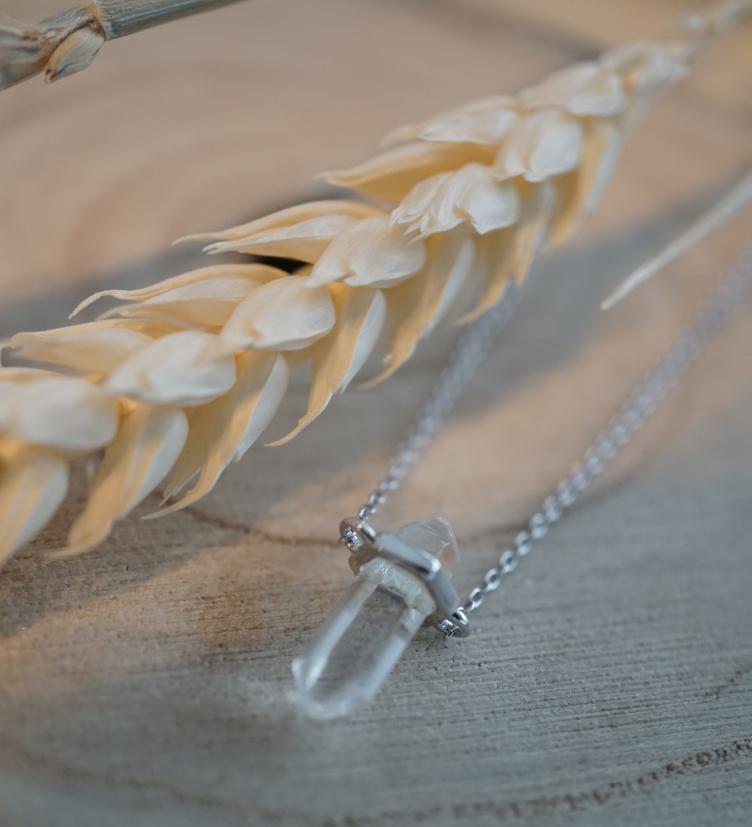 esha jewel Halskette Silber 925 rhodiniert mit echtem Bergkristall - 0