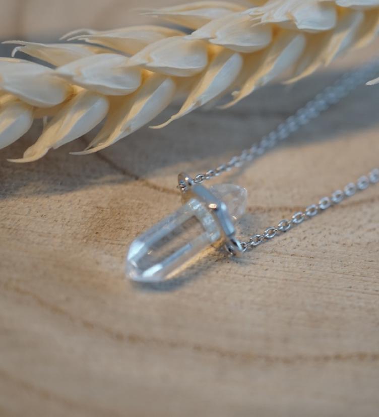 esha jewel Halskette Silber 925 rhodiniert mit echtem Bergkristall - 1