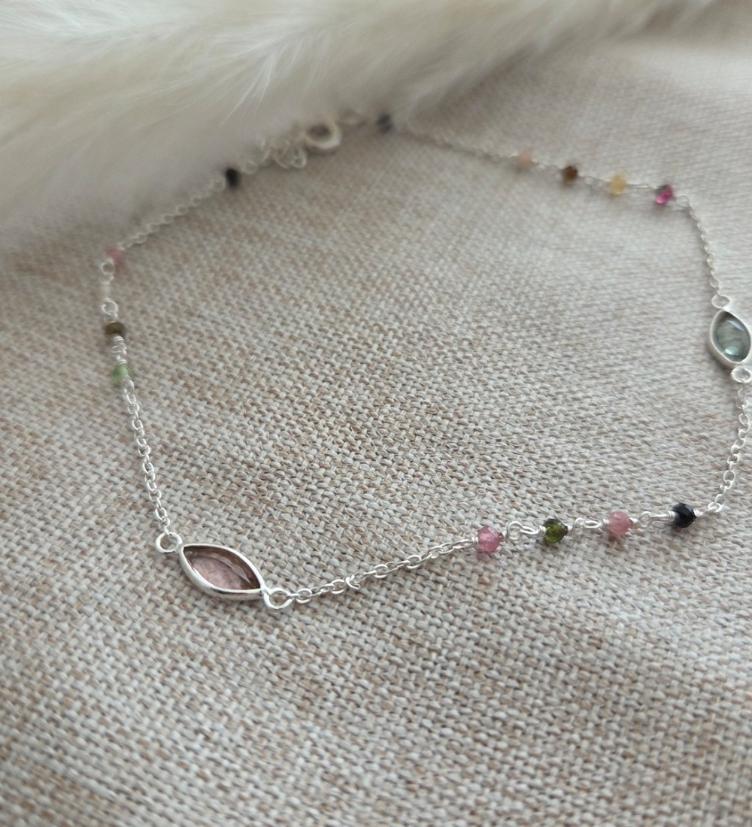 Esha jewel Fusskette gemischter Tumalin