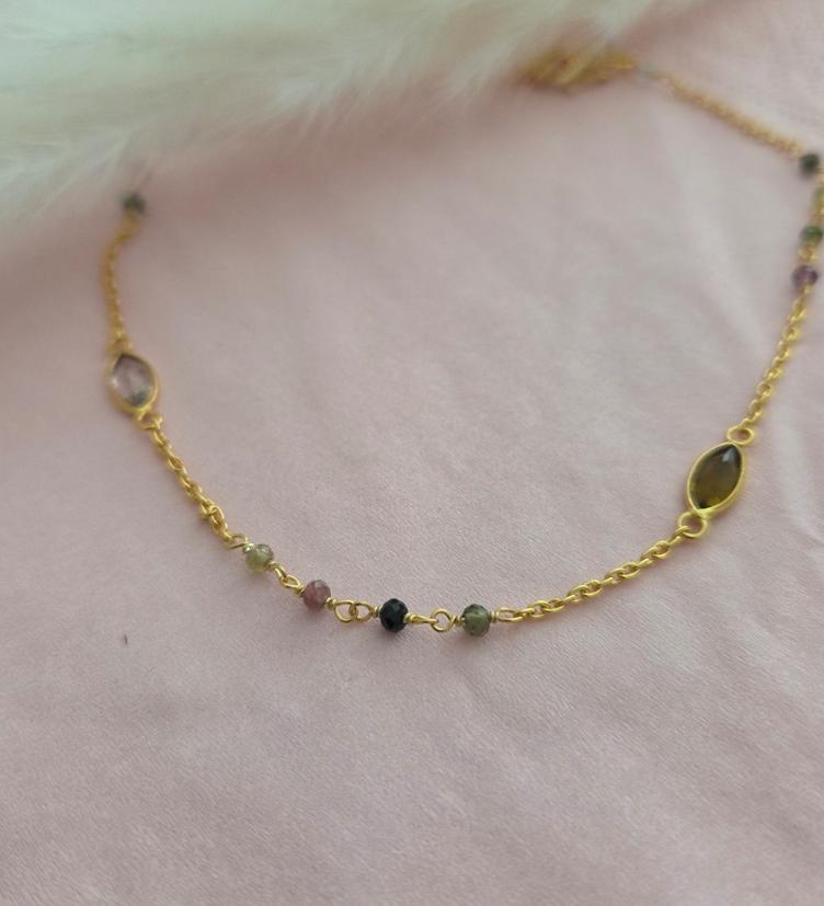 Esha jewel Fusskette gemischter Tumalin