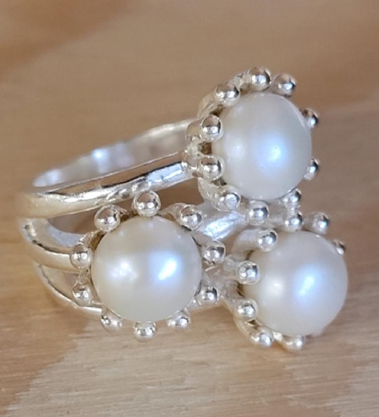 esha jewel Fingerring Silber 925 Süsswasserperlen